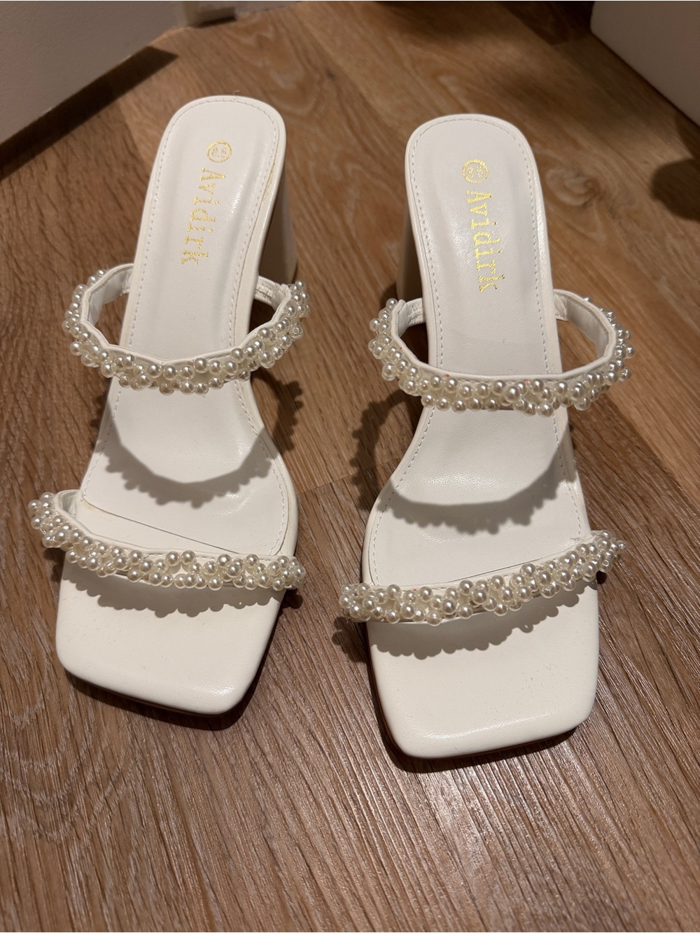 Amazon White Pearl Bridal Heels